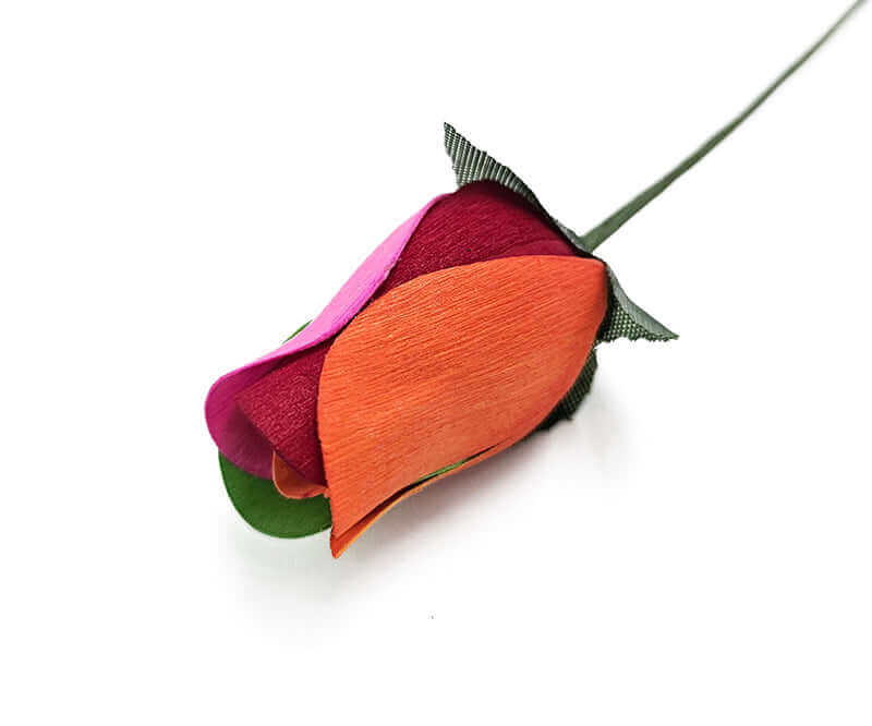 Wooden Closed Bud Rose 00 Rainbow