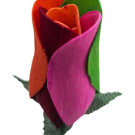 Wooden Closed Bud Rose #00 - Rainbow