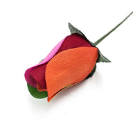 Wooden Closed Bud Rose #00 - Rainbow