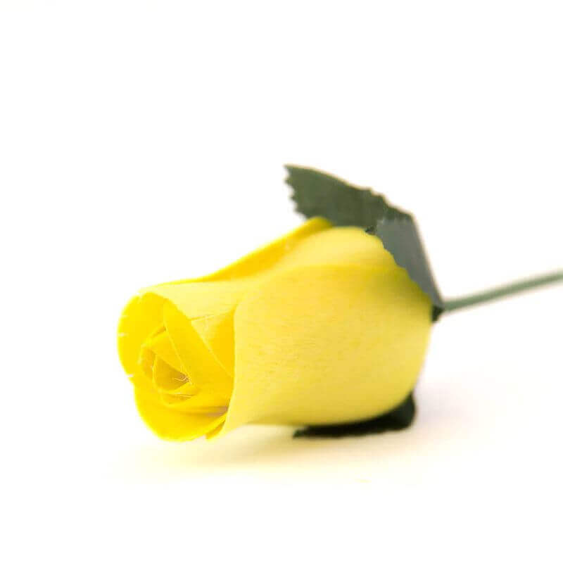 Wooden Closed Bud Rose #10 - Yellow