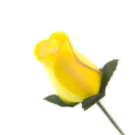 Wooden Closed Bud Rose #10 - Yellow