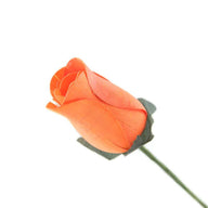 Wooden Closed Bud Rose #11 - Pumpkin Orange