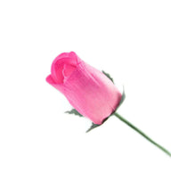 Wooden Closed Bud Rose #12 - Pink With Hot Pink Tips