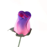 Wooden Closed Bud Rose #13 - Pink With Purple Tips