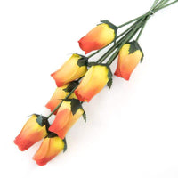 Wooden Closed Bud Rose #15 - Yellow With Red Tips