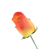 Wooden Closed Bud Rose #15 - Yellow With Red Tips