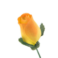 Wooden Closed Bud Rose #17 - Yellow With Orange Tips