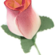 Wooden Closed Bud Rose #19 - White With Dark Pink Tips