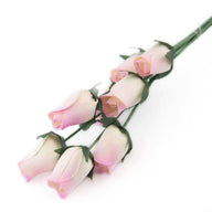 Wooden Closed Bud Rose #21 - White With Lavender Tips