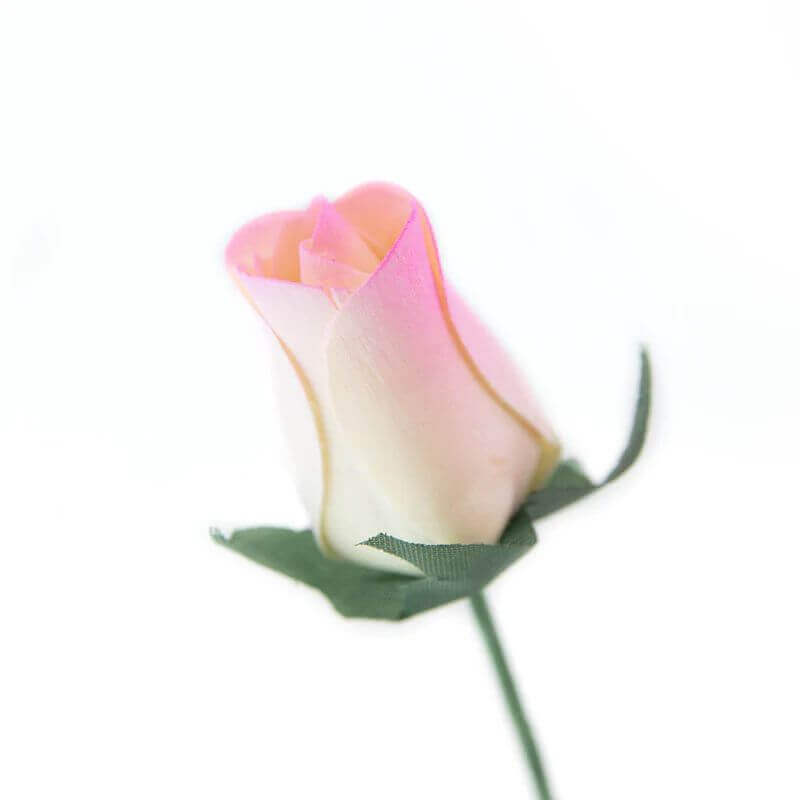 Wooden Closed Bud Rose #21 - White With Lavender Tips