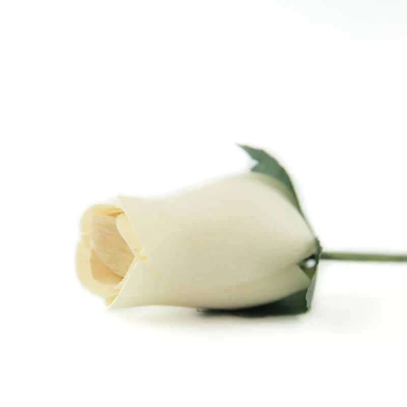 Wooden Closed Bud Rose #27 - White