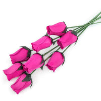 Wooden Closed Bud Rose #02 - Hot Pink