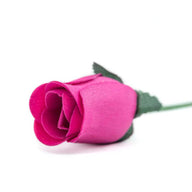 Wooden Closed Bud Rose #02 - Hot Pink