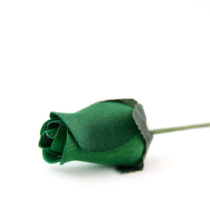 Wooden Closed Bud Rose #32 - Dark Green