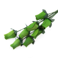 Wooden Closed Bud Rose #40 - Emerald Green