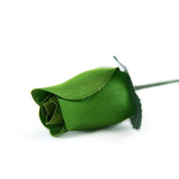 Wooden Closed Bud Rose #40 - Emerald Green