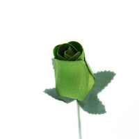 Wooden Closed Bud Rose #40 - Emerald Green