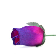 Wooden Closed Bud Rose #04 - Hot Pink With Blue Tips