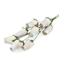 Wooden Closed Bud Rose #57 - White With Silver Tips