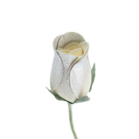 Wooden Closed Bud Rose #57 - White With Silver Tips