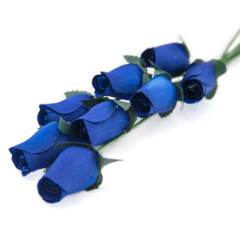 Wooden Closed Bud Rose #05 - Dark Blue