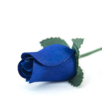 Wooden Closed Bud Rose #05 - Dark Blue