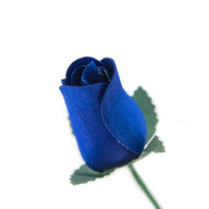 Wooden Closed Bud Rose #05 - Dark Blue