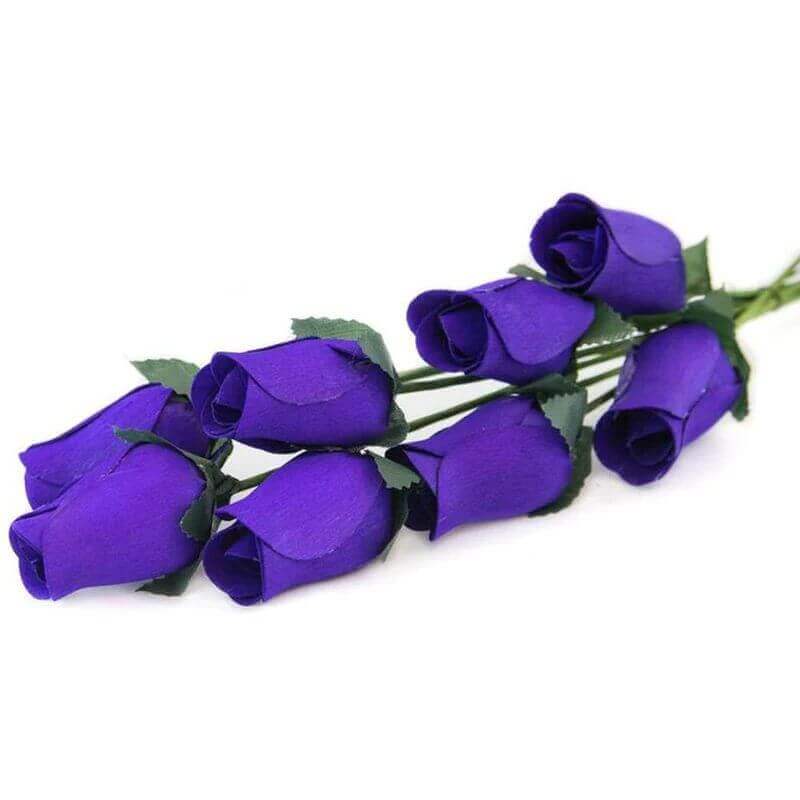 Wooden Closed Bud Rose #06 - Purple