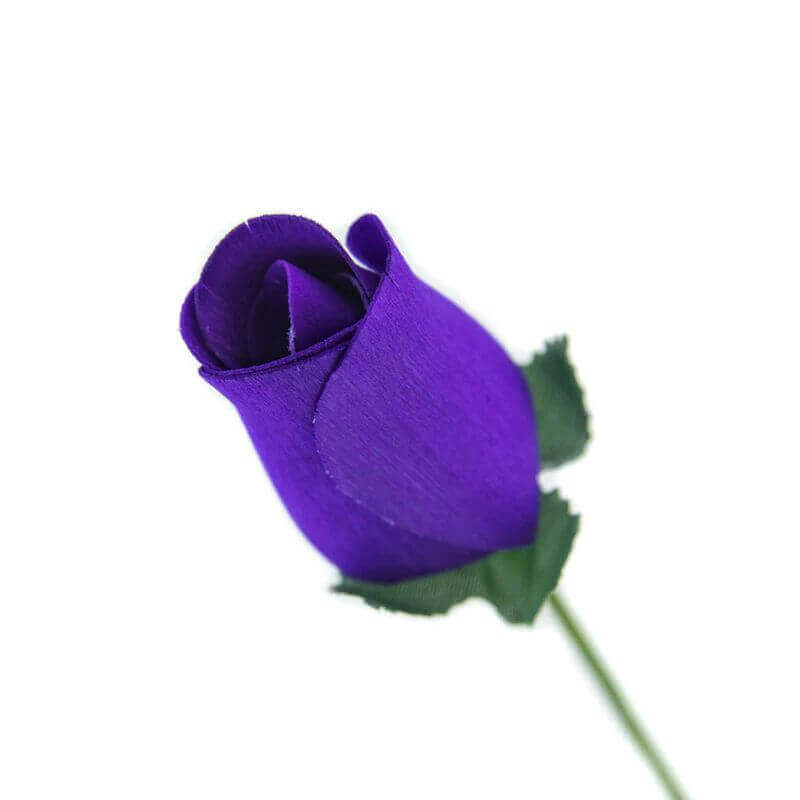 Wooden Closed Bud Rose #06 - Purple