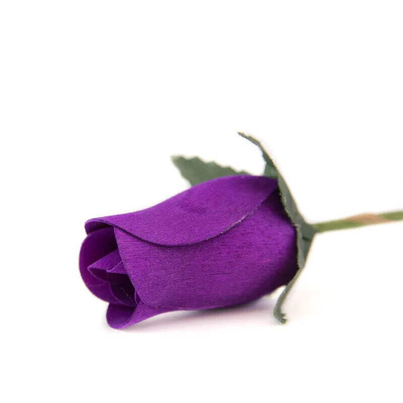 Wooden Closed Bud Rose #07 - Violet