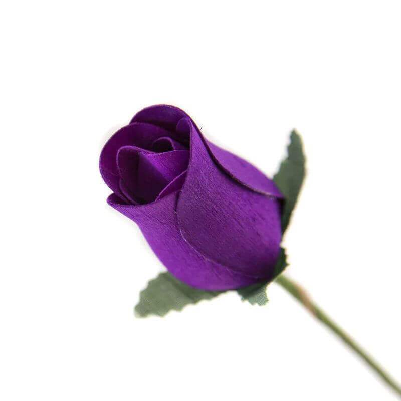 Wooden Closed Bud Rose #07 - Violet