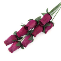 Wooden Closed Bud Rose #08 - Dark Burgundy